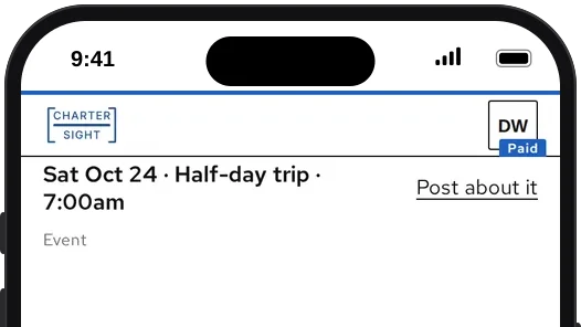 The Post plan’s events on a phone: Sat Oct 24, Half-day trip at 7am, added by hand