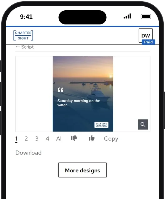 The image step on a phone: four designs drawn for the half-day trip post